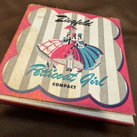 Pink and Blue Vintage Compact with Dancing Figures - Picture 1 of 7